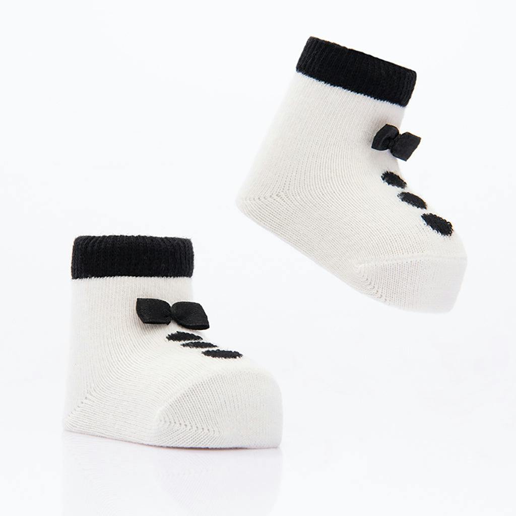 White 3pc Bow Tie Print Socks Set