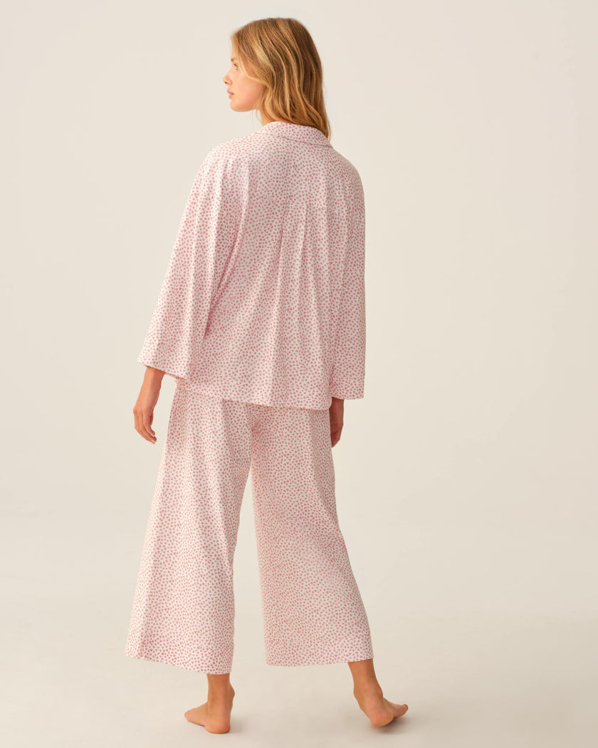 The Olivia Wide Leg Pima Pajama Set in Sweethearts