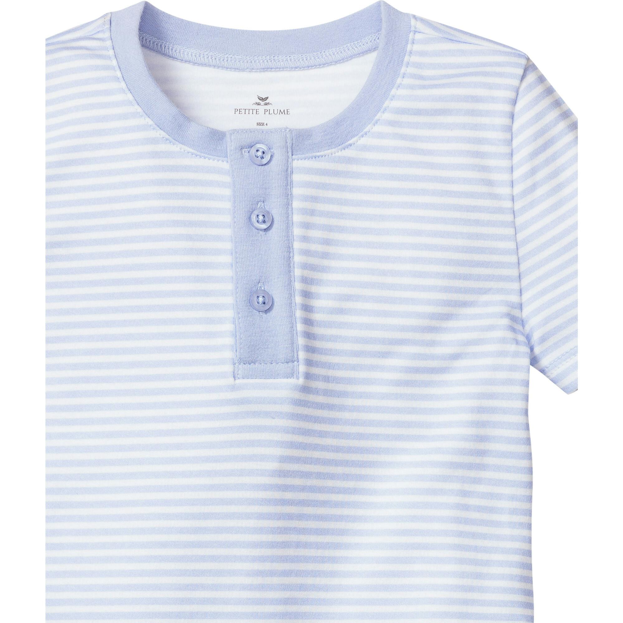 Kid's Pima Snug Fit Pajama Short Set in Blue Stripes