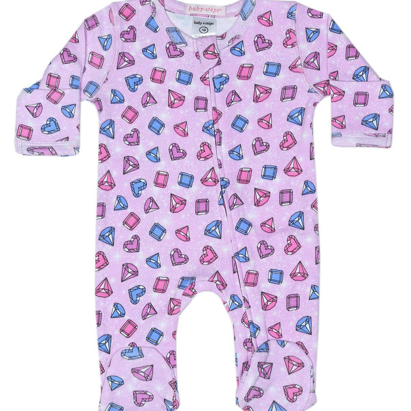 Baby Zipper Footie - Gems