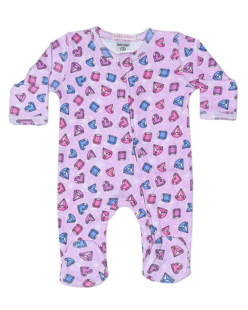 Baby Zipper Footie - Gems