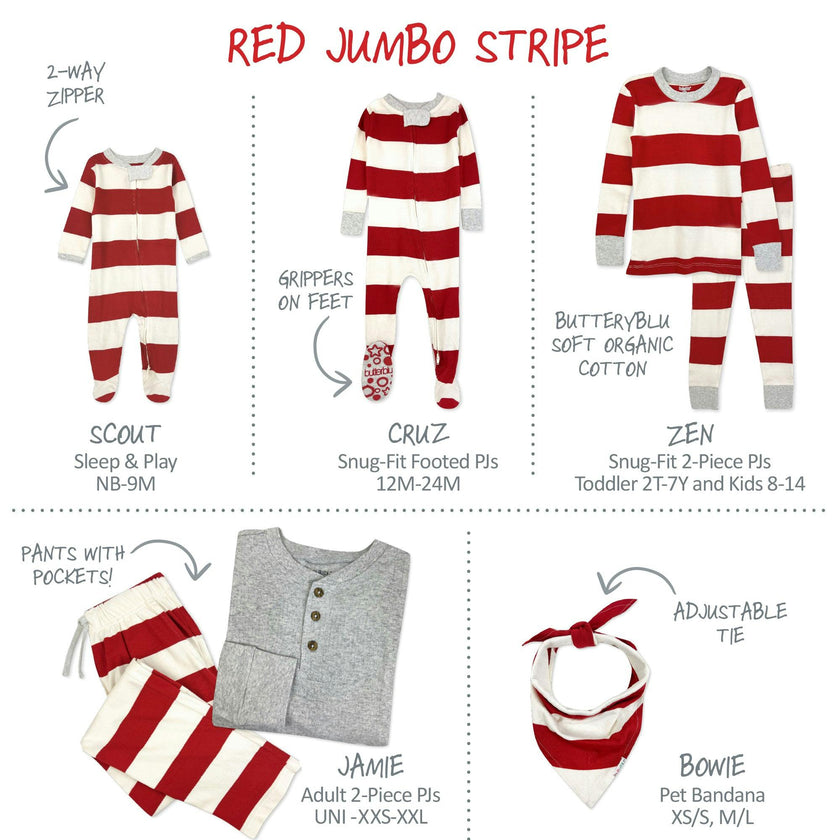 Matching Family Jammies Christmas Pajamas - Red Jumbo Stripe