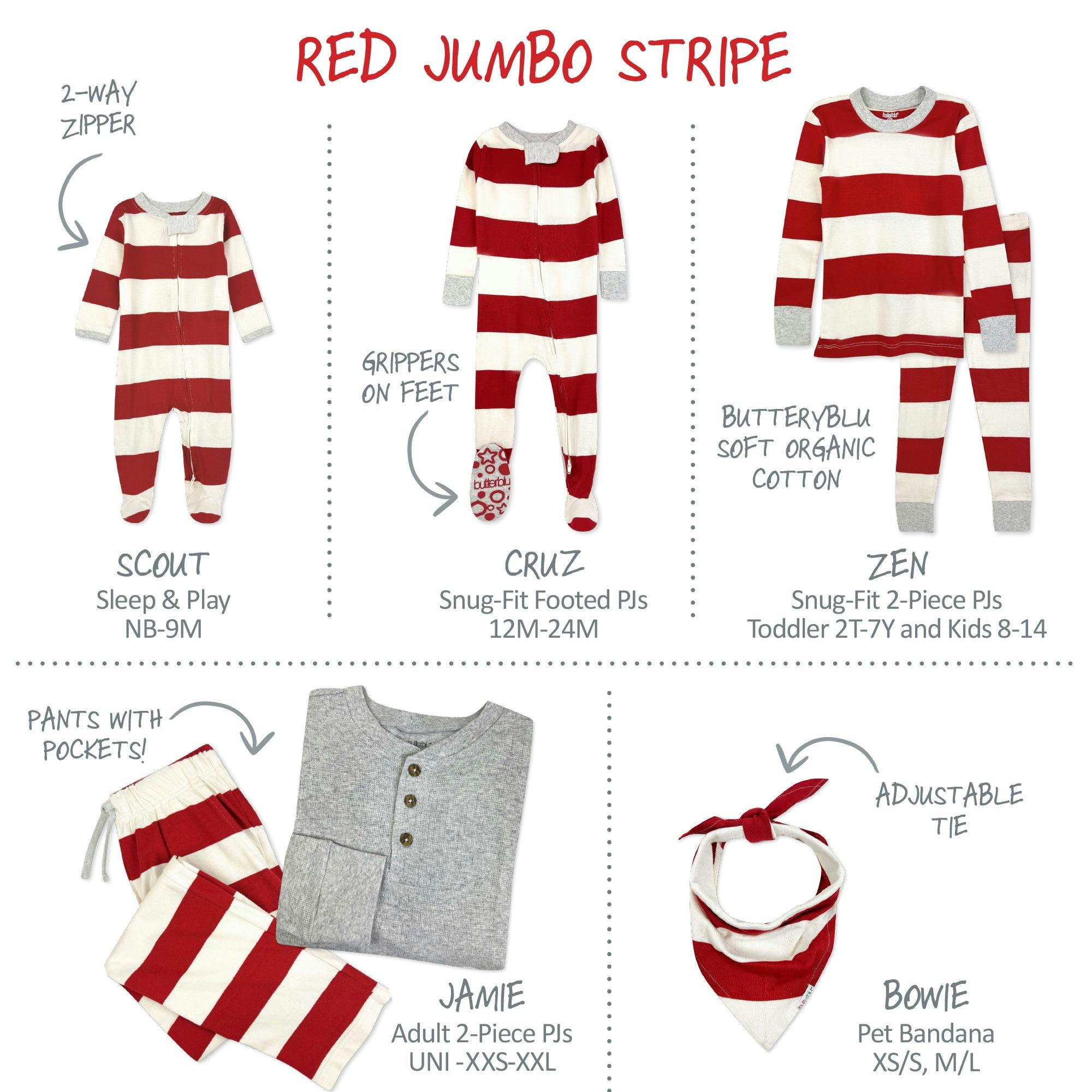 Matching Family Jammies Christmas Pajamas - Red Jumbo Stripe