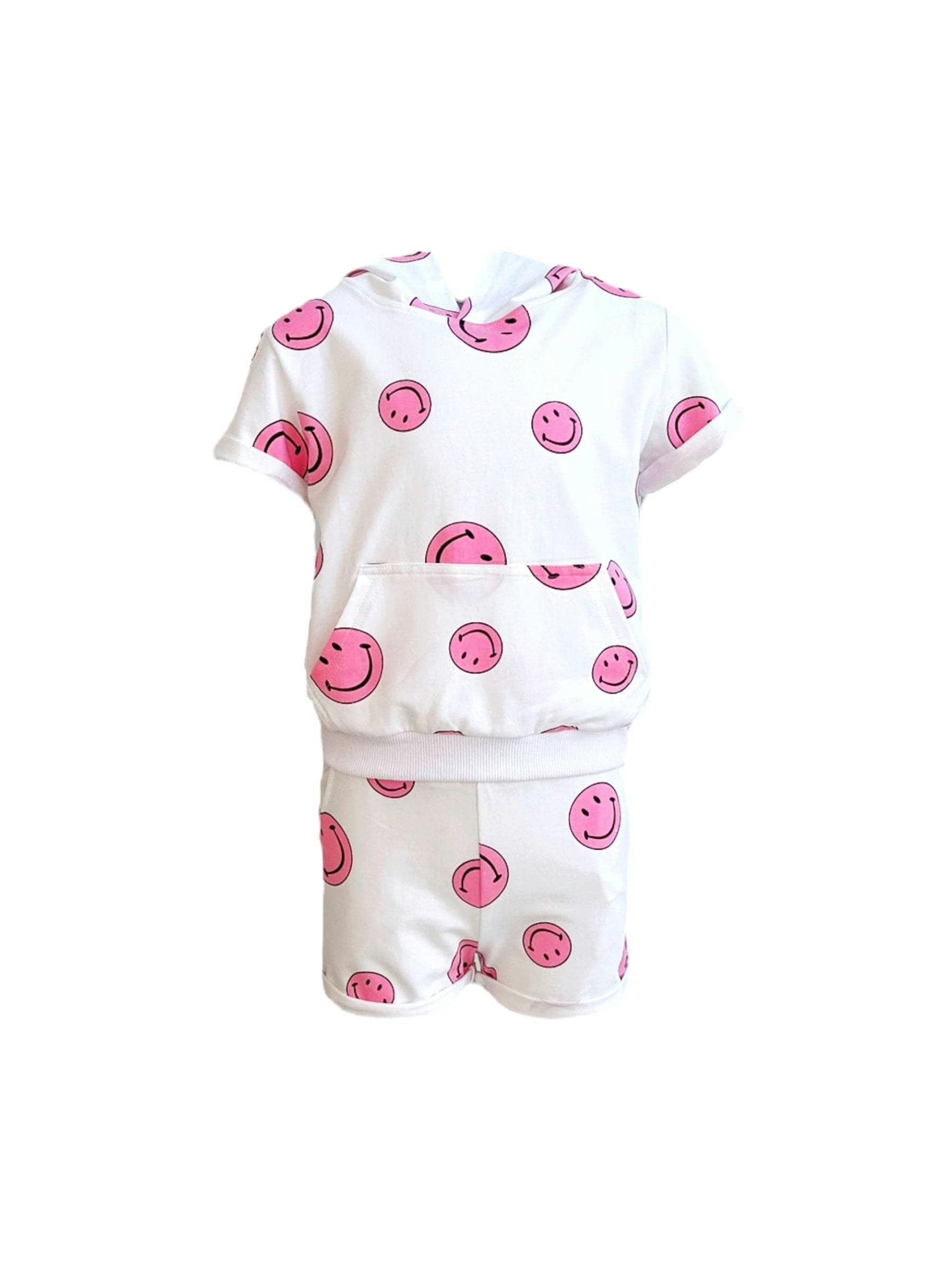 Emoji Print 2-Piece Hooded Tee & Short Set