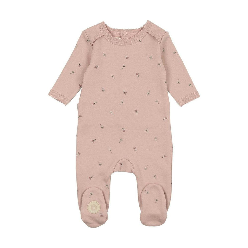 Plush Print Girls' Footie Ivory & Pink