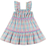 Girls Tiered Dress | Pastel Plaid
