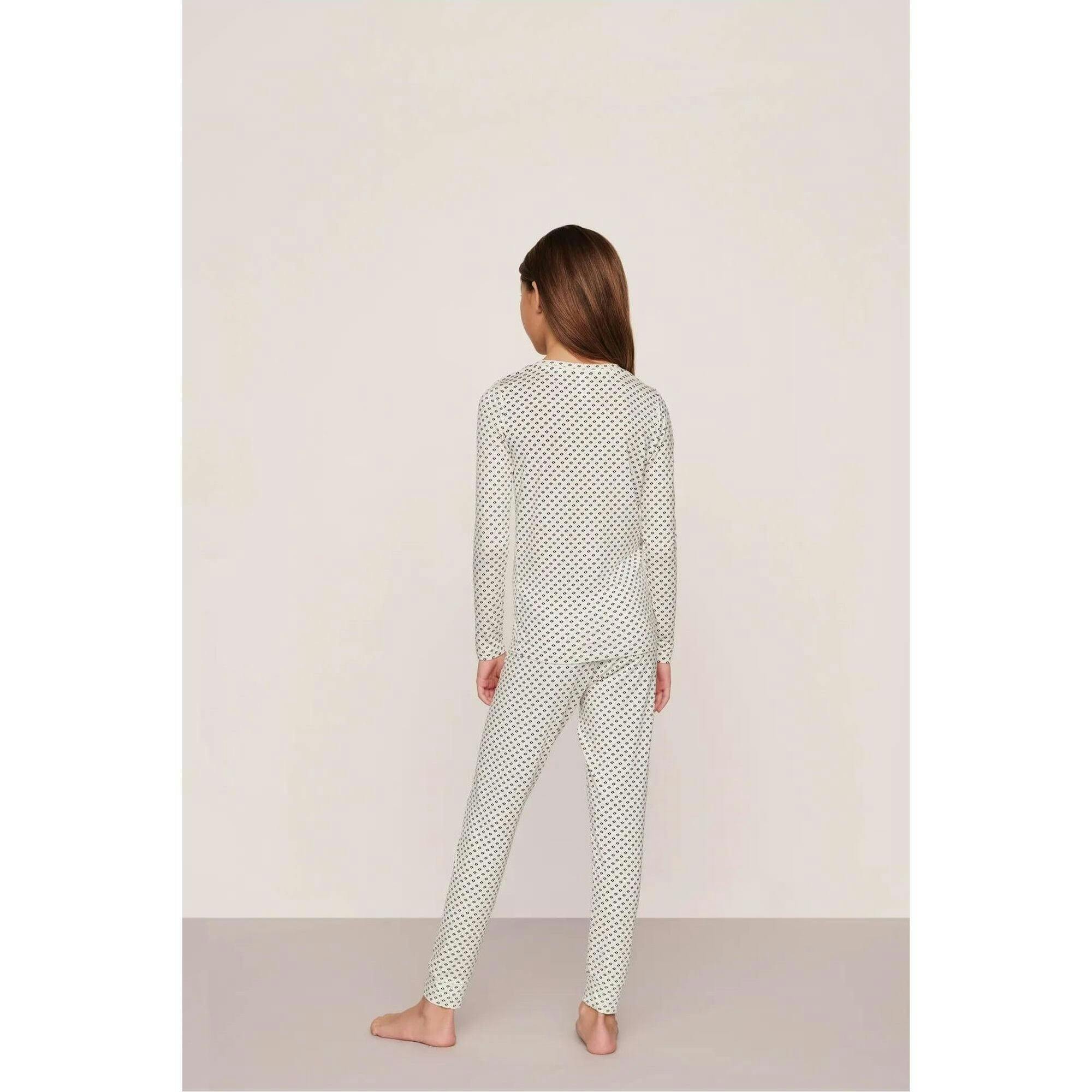 Kids Printed TENCEL™ Modal Unisex Long PJ Set, White