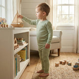 Evergreen Stripe Bamboo Kids Pajama Set