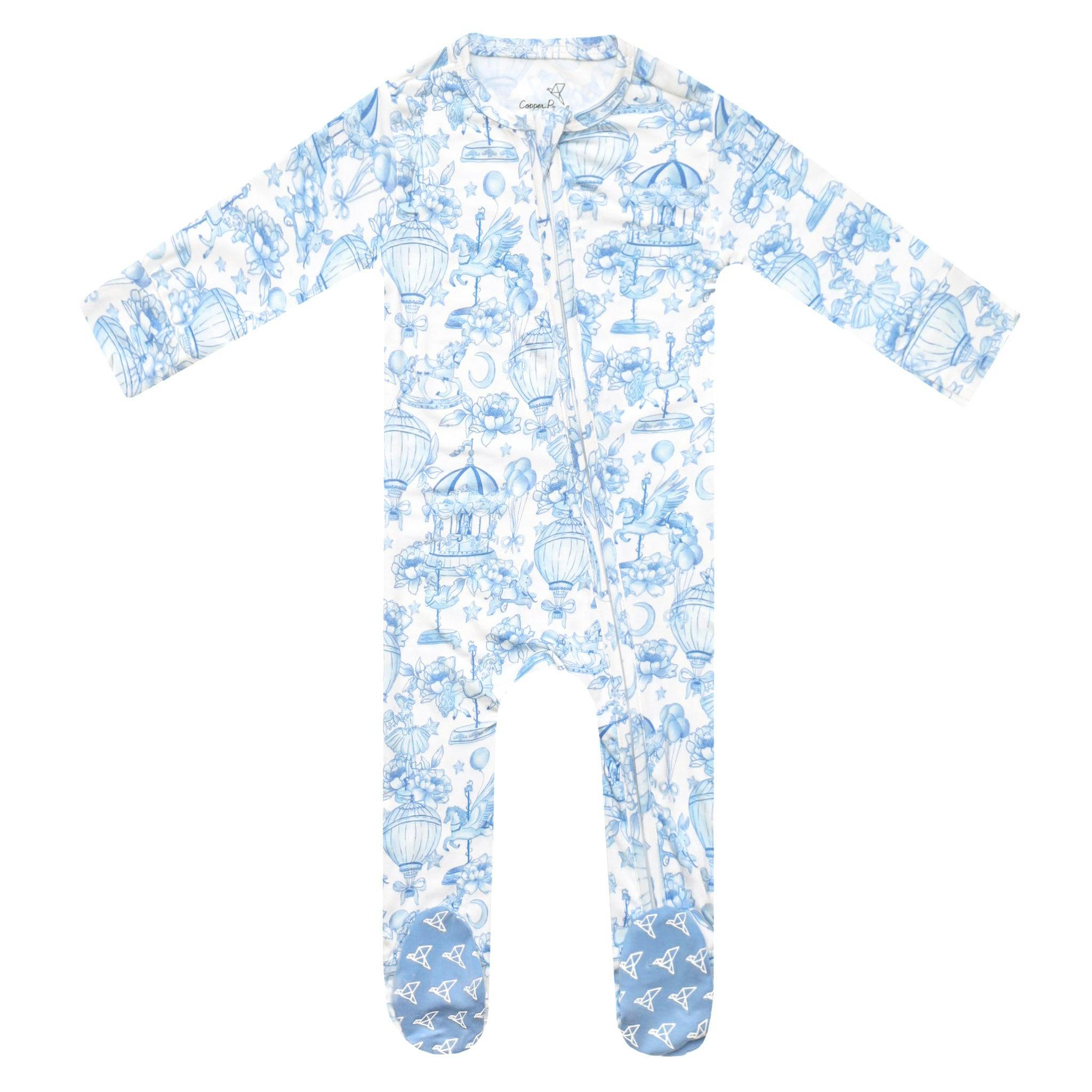 Bamboo Zip-Up Footie Pajama - Vintage Carnival