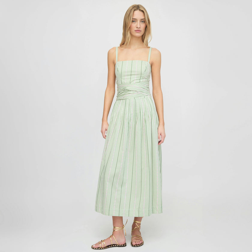 The Ame Skirt - Green Jacquard Stripe