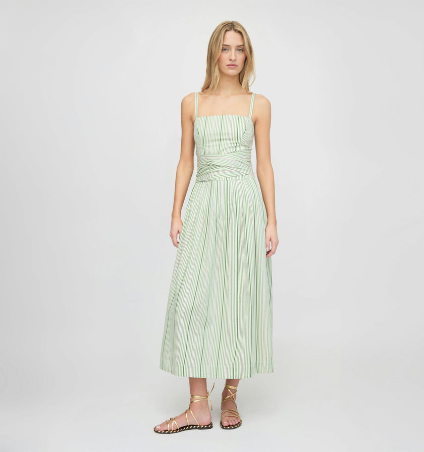 The Ame Skirt - Green Jacquard Stripe
