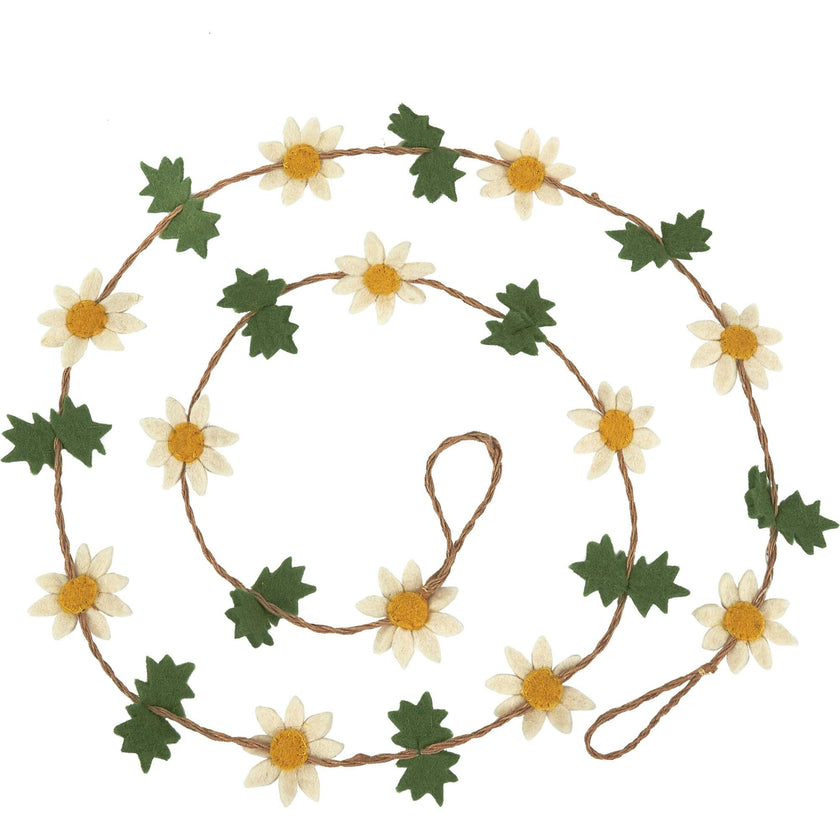 Handmade Garland and Bunting - Felt Daisies Jute - 6'