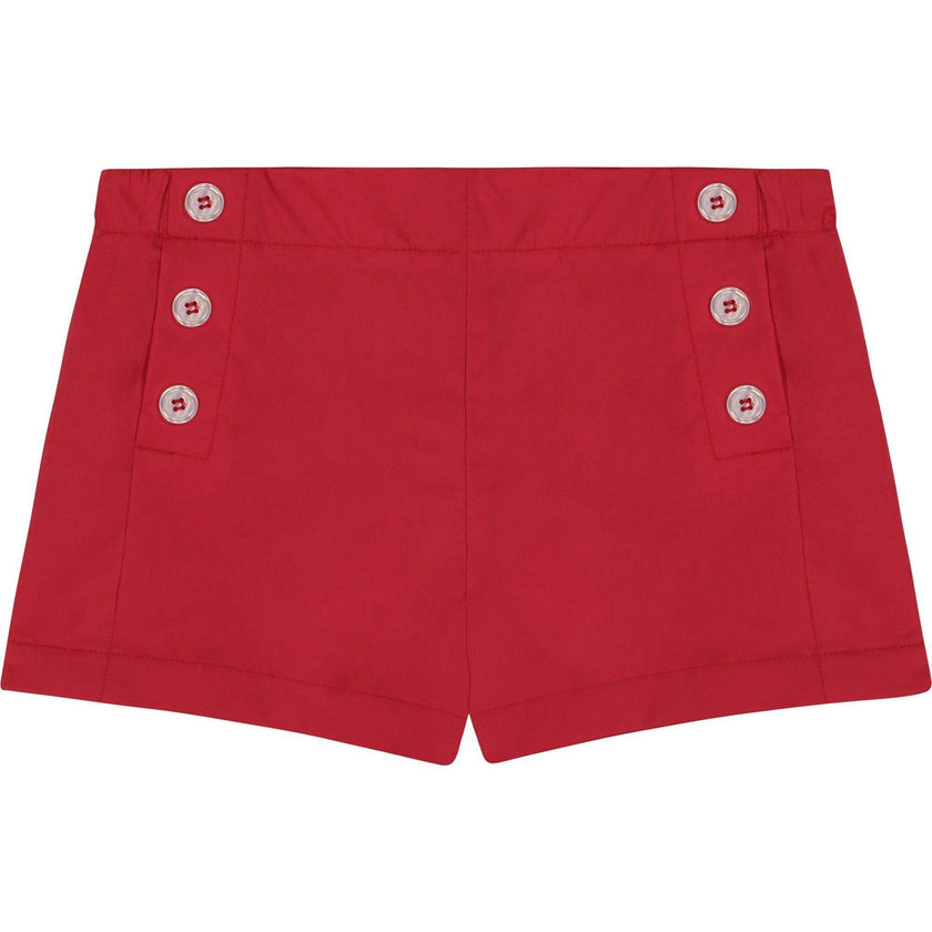 Sailor Button Shorts Poplin, Red