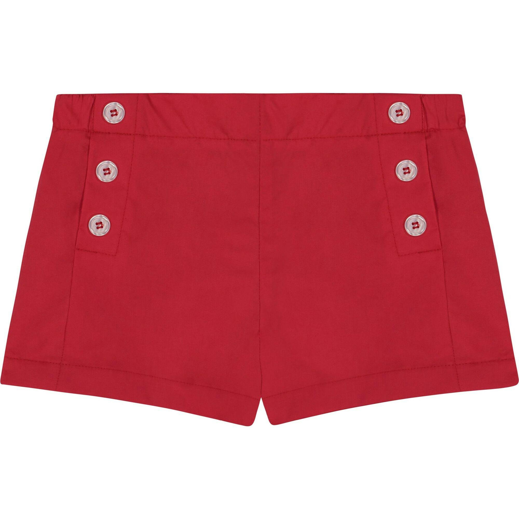Sailor Button Shorts Poplin, Red