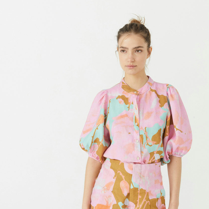 Frida Linen Shorts - Aquarela