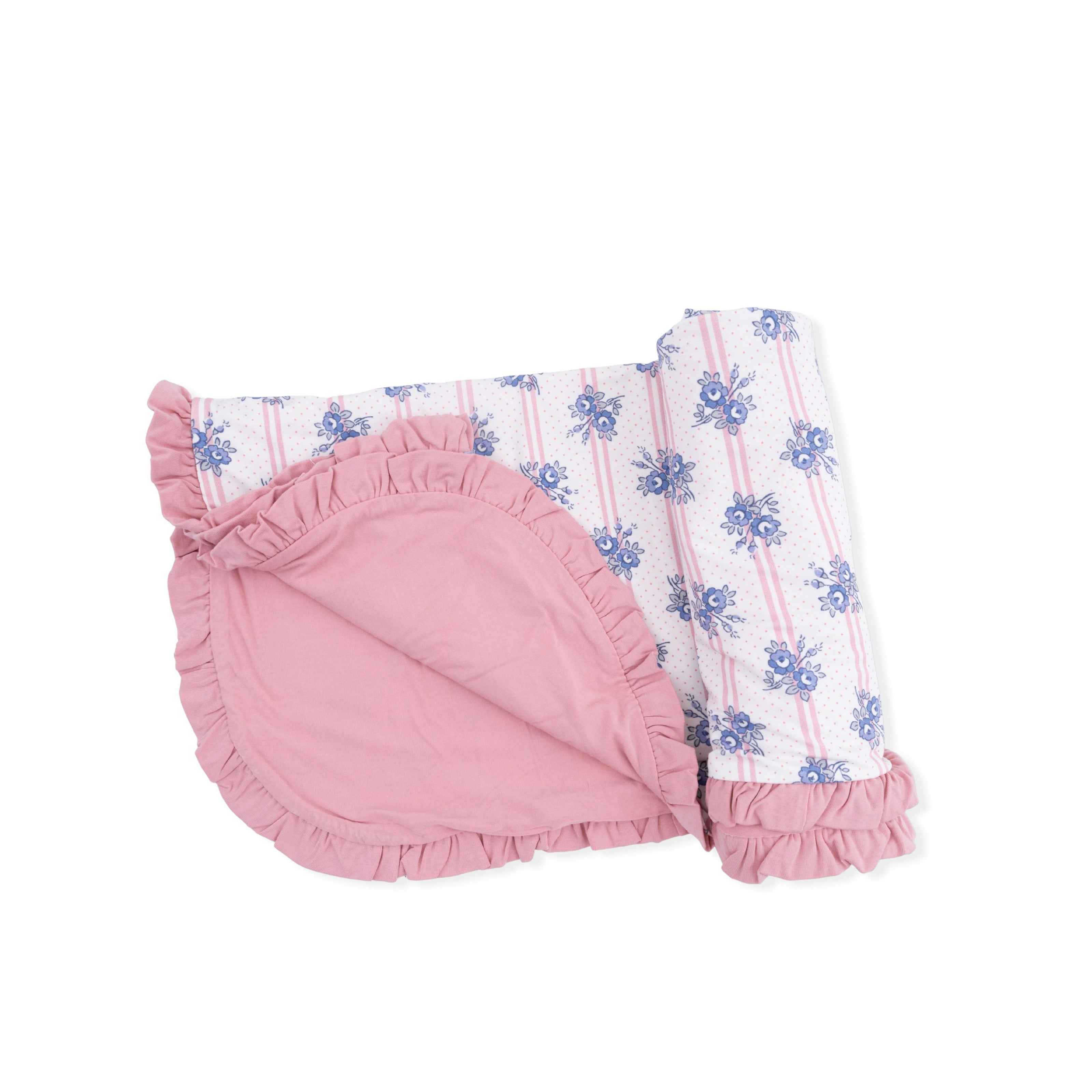Stripe Dot Roses - Ruffle Blanket