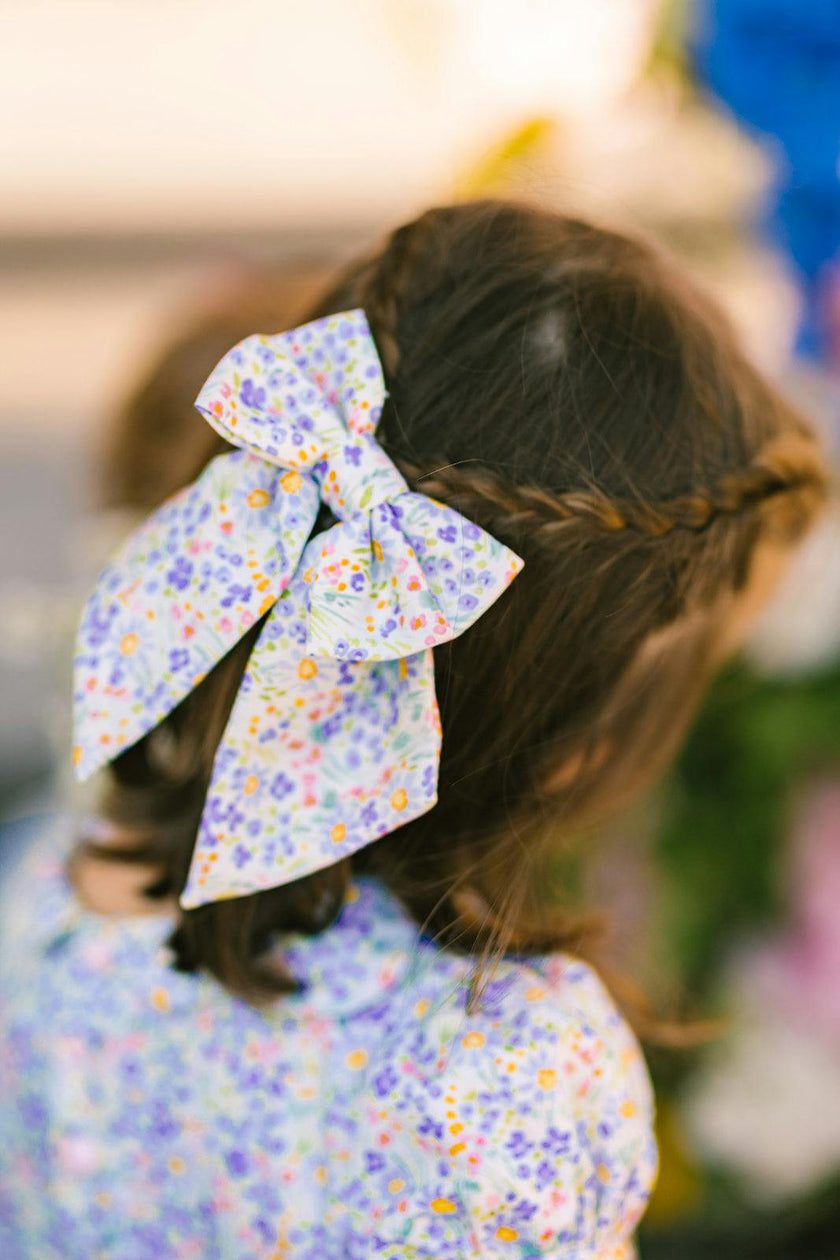 Ondine Blue Floral Bow Hair Clip