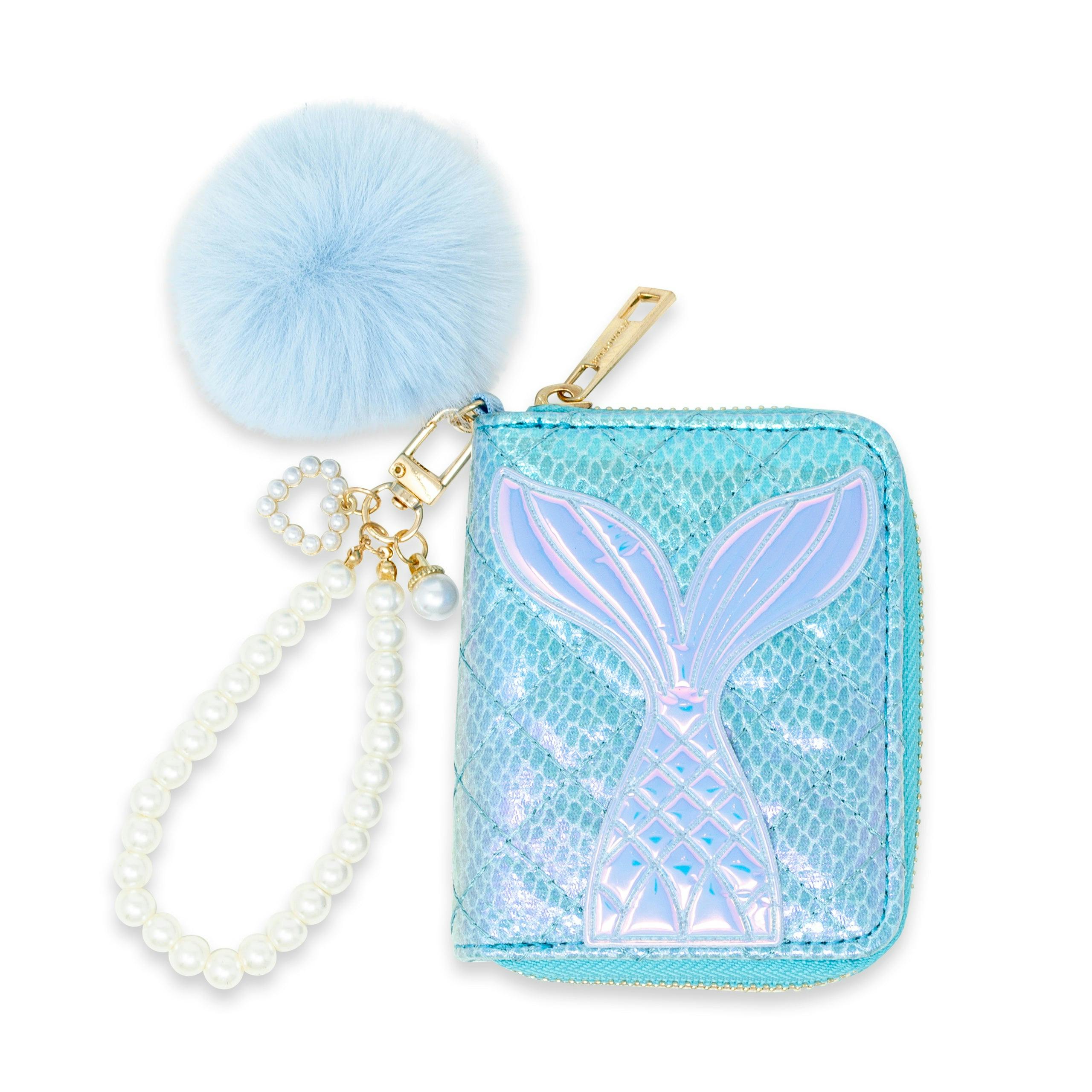 Mermaid Tail  Wallet with Pom-Pom & Pearl Strap