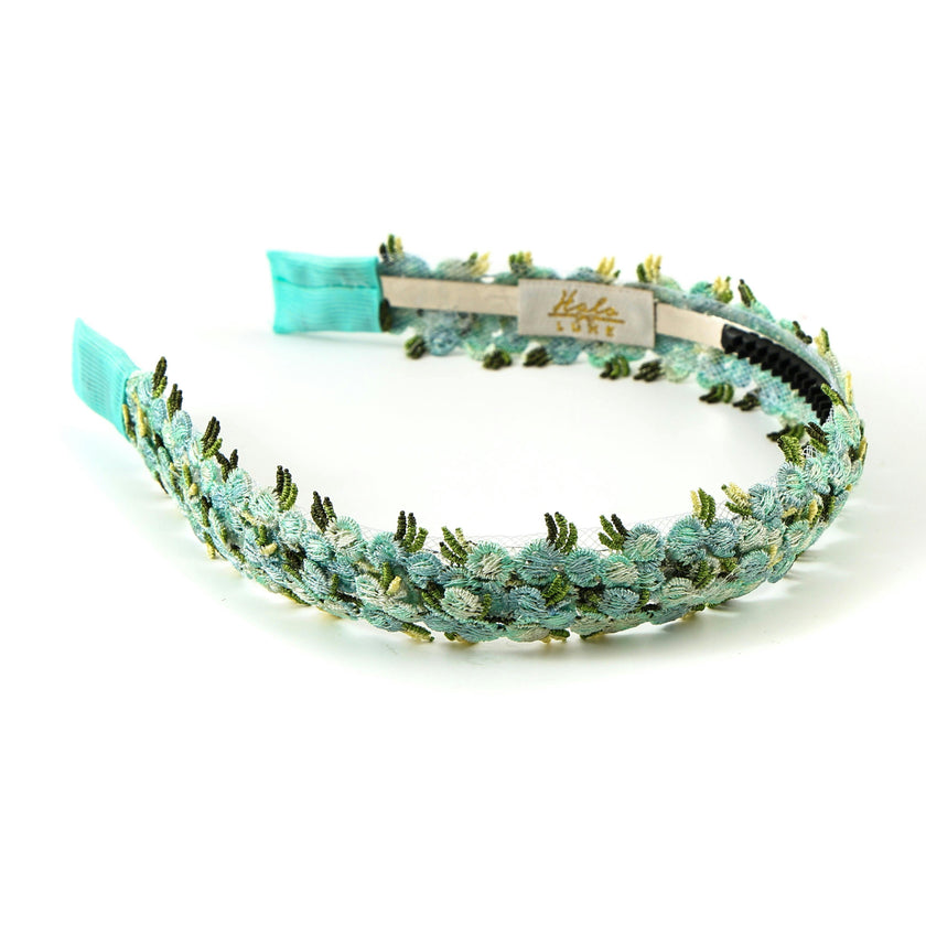 Halo Luxe Gia Embroidered Floral Headband - Light Blue
