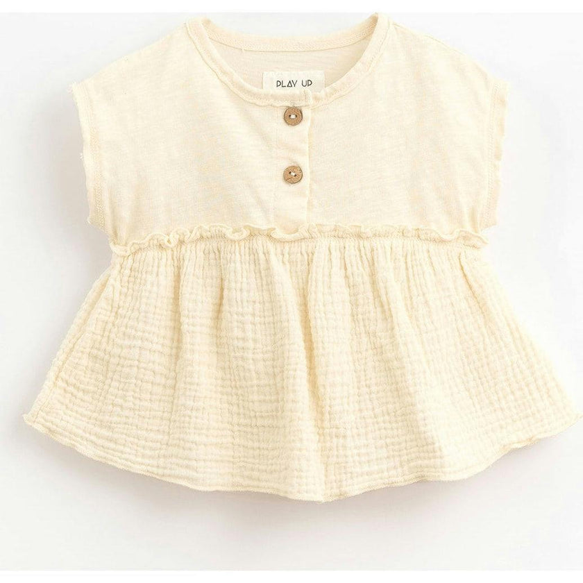 T-Shirt Bodice Ruffle Gauze Hem Tunic