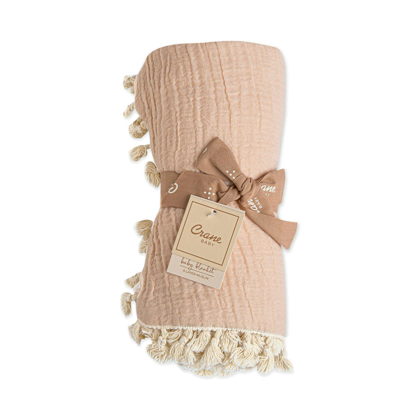 6-Layer Cotton Muslin Baby Blanket (Rose Pink)