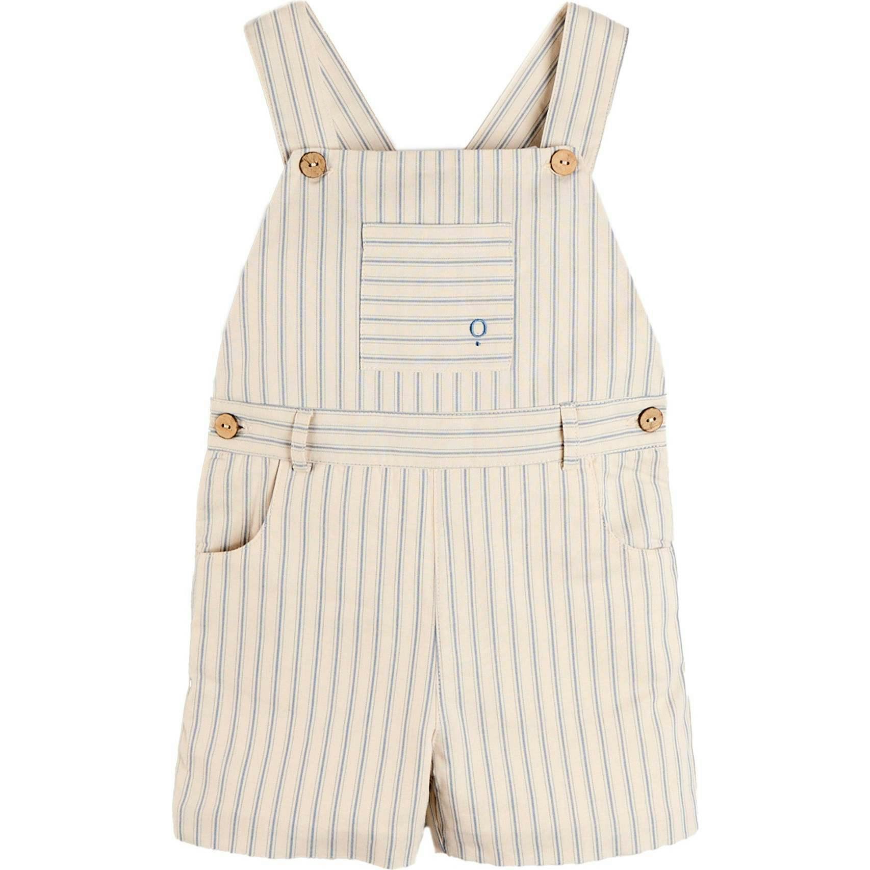 Percy Stripe Insignia Pocket Detail Dungarees in Blue (18mths-4yrs)