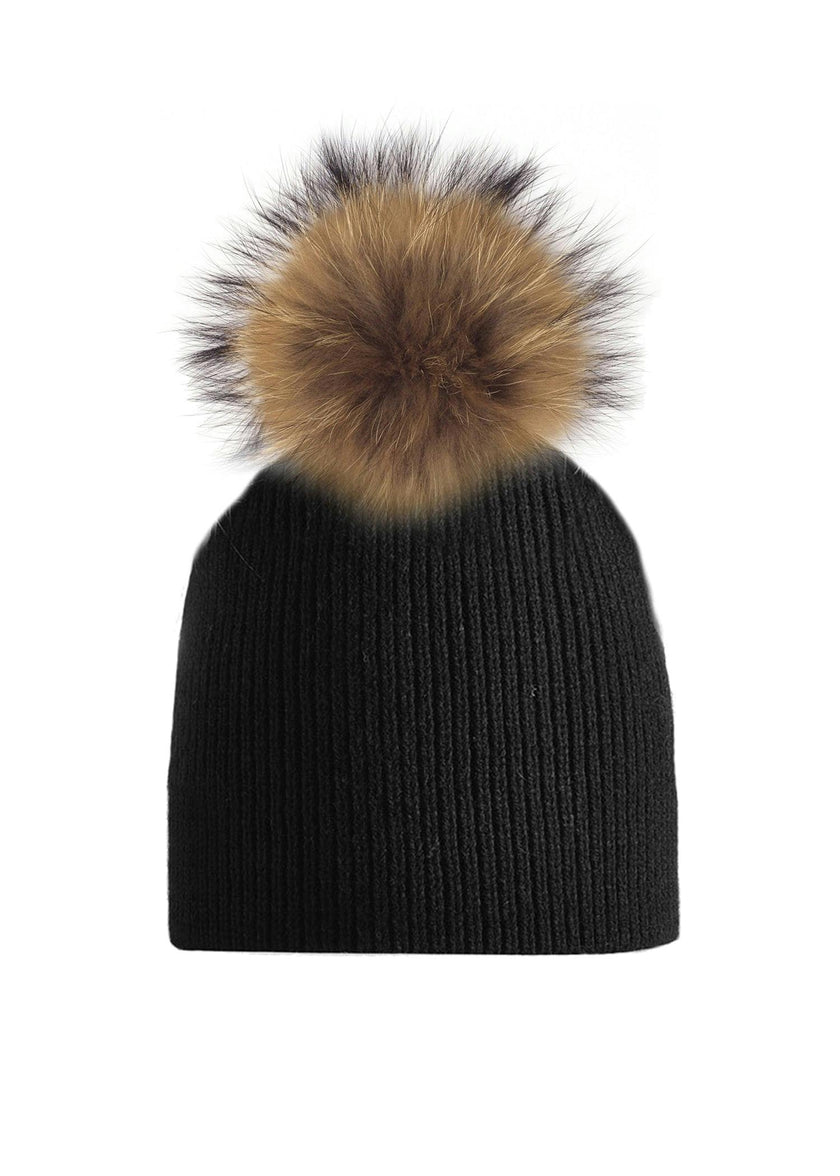 Knitted Wool Hat With A Genuine Fur Pom (TikTok)