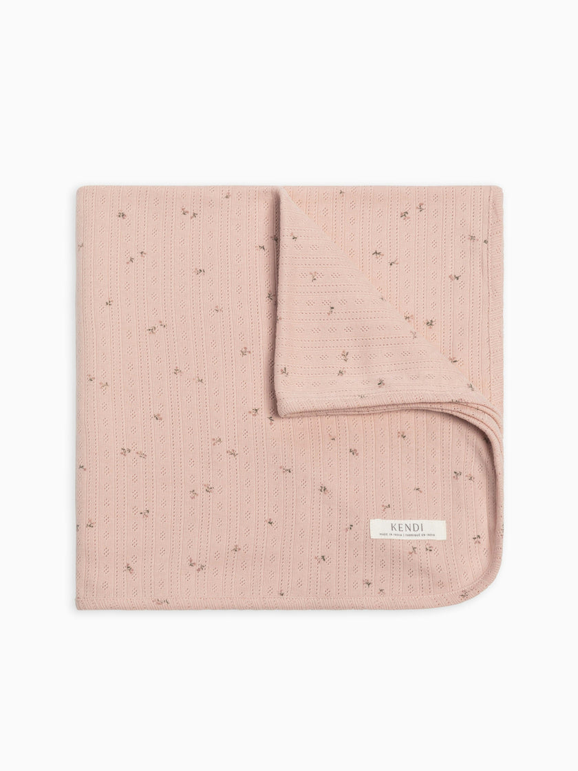 Brushed Back Pointelle Swaddle Blanket