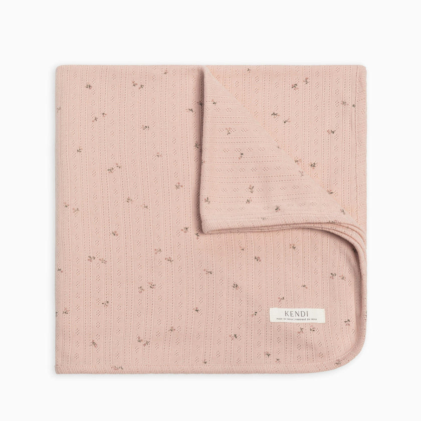 Brushed Back Pointelle Swaddle Blanket Haran Floral