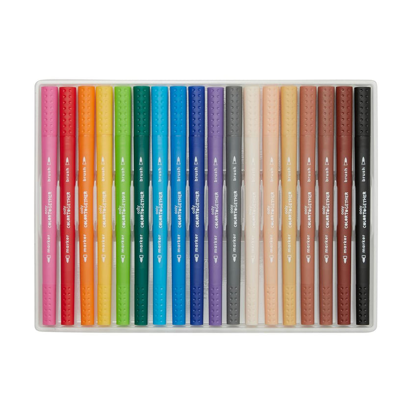 Color Together Double-Ended Markers - Brush & Fine Tip - Set of 18