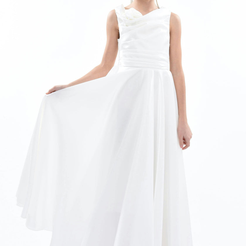 White Lenelle Rose Applique Gown