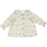 Yellow Floral Ruffle Sleeve Blouse