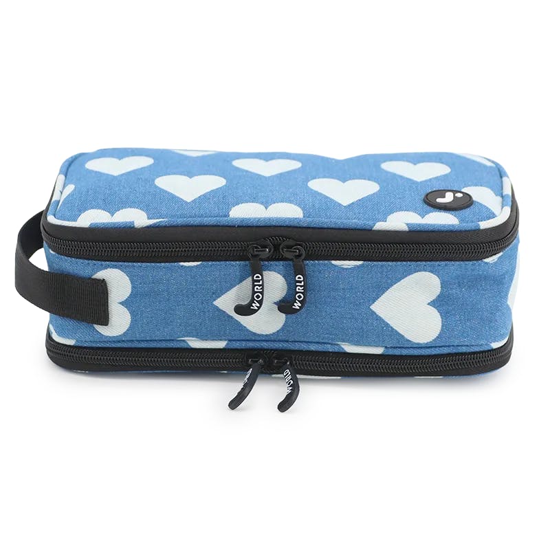 Oz Daypack Backpack with Doodle Large Pencil Case in Denim Heart