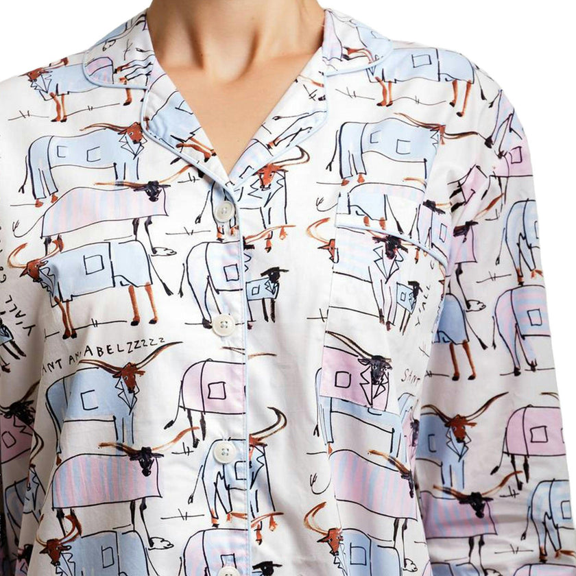 Women's Drawbertson Longhorns Night Shirt - Organic Cotton Poplin