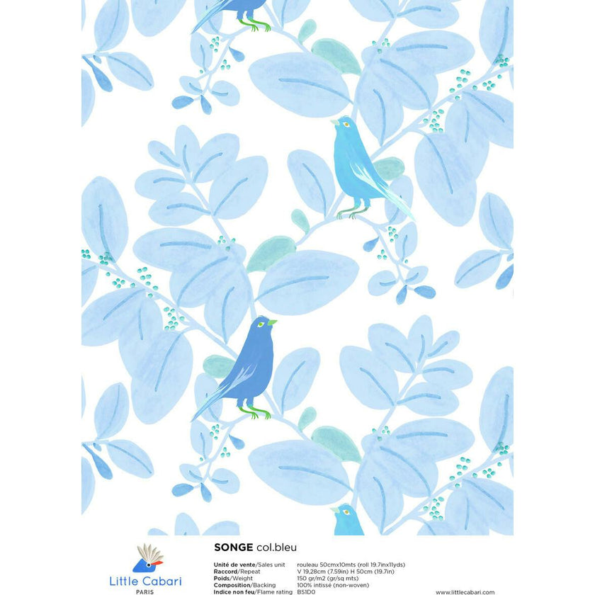 Papier peint SONGE coloris Bleu