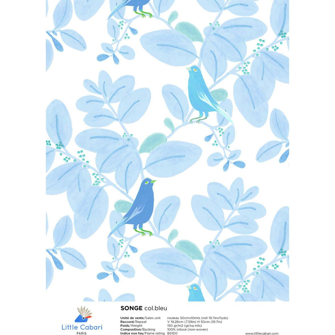 Papier peint SONGE coloris Bleu