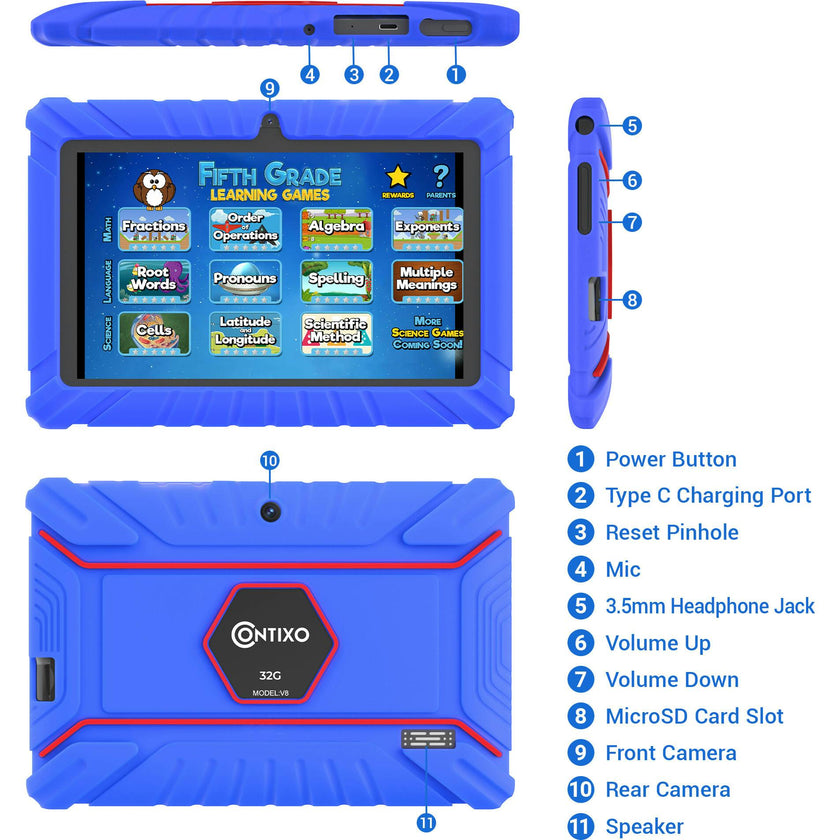 Contixo V8 32GB 7"" Kids Contixo Academy Tablet