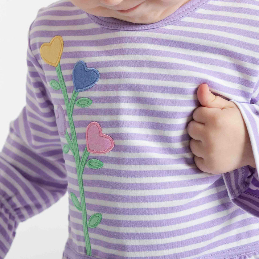 Knit Dress With Heart Flowers