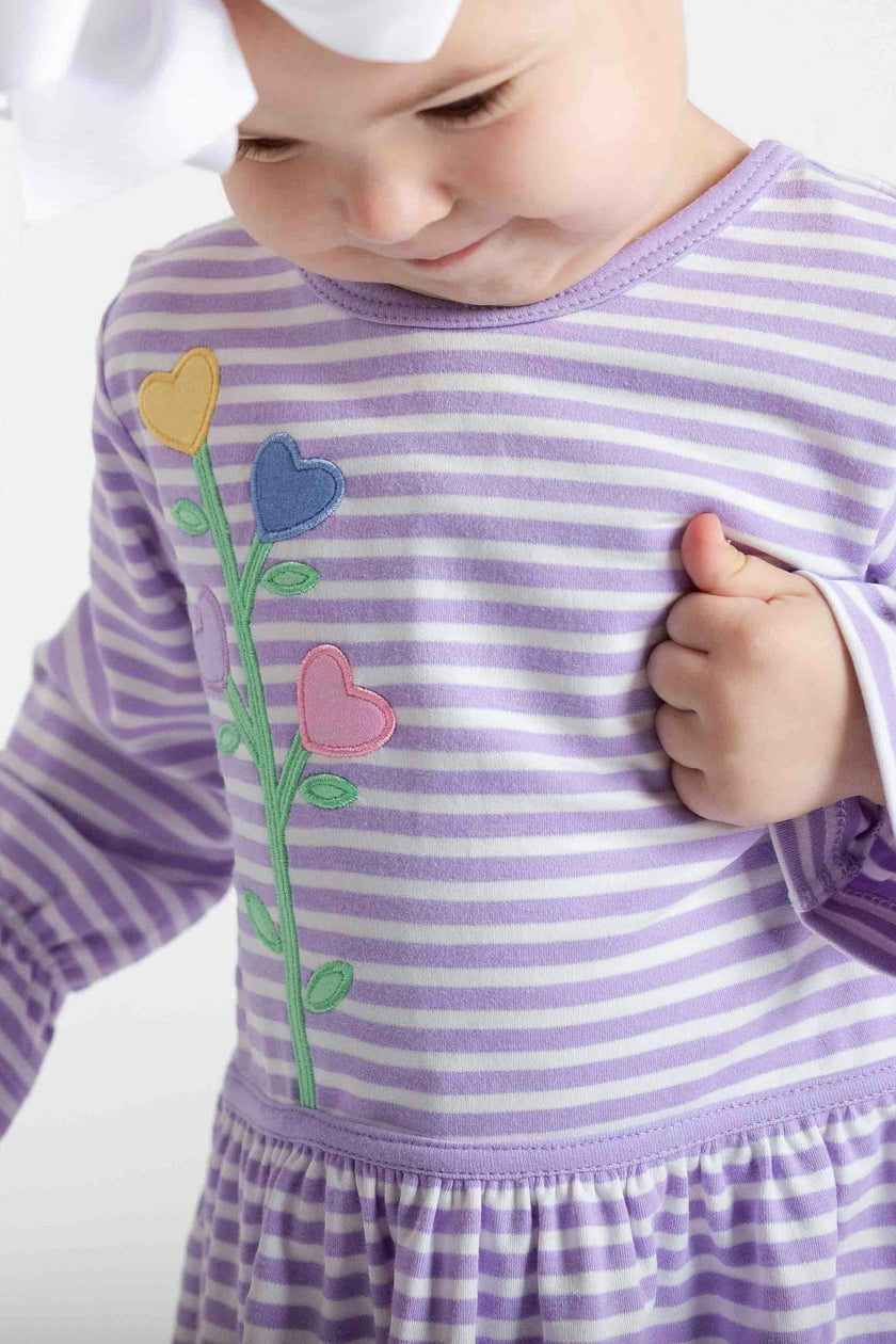 Knit Dress With Heart Flowers