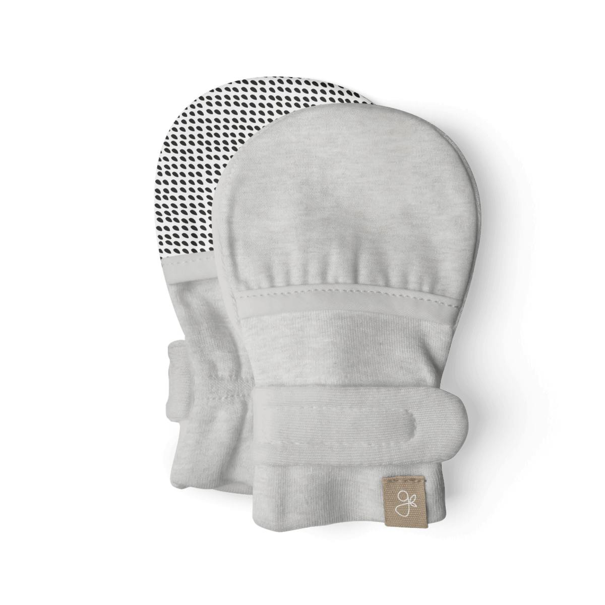 STAY ON 2-PACK MITTS | STORM GRAY + GRIDLOCK — Bamboo Organic Cotton Blend, 0–6M