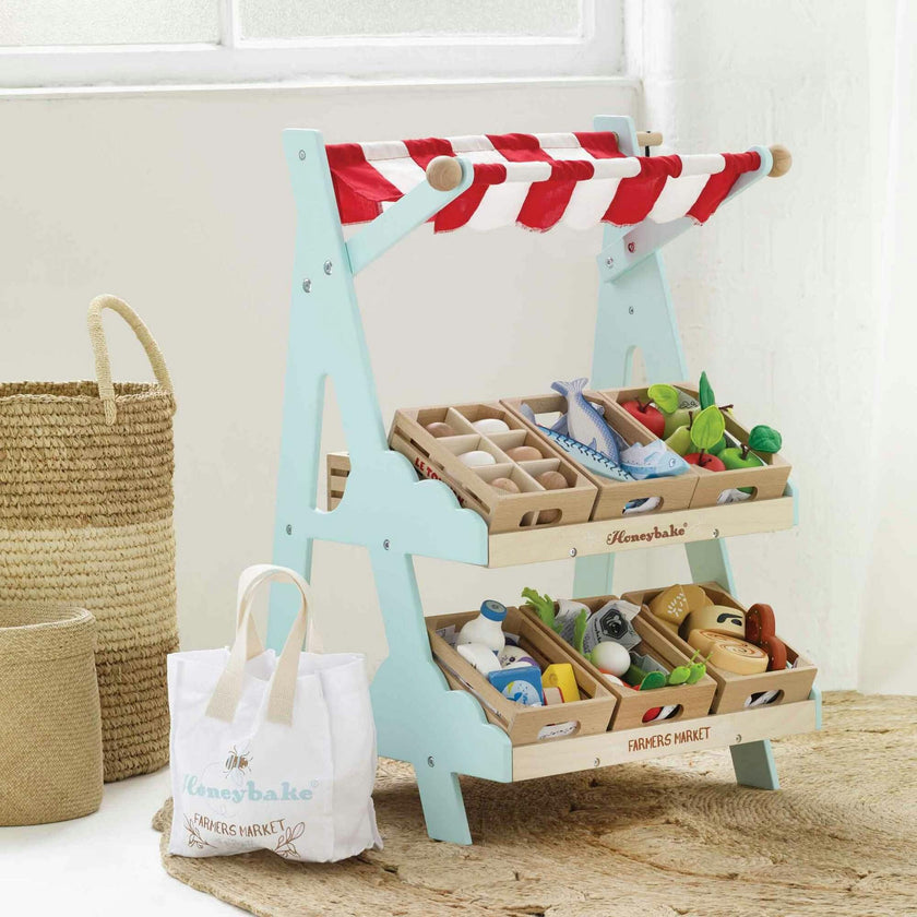 Wooden Market Stall & Fruit Play Food Crate
