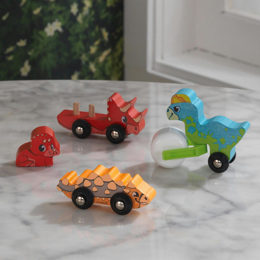 Adventure Tracks™: Dino World Prehistoric Pals: Rollers Wooden Train Track Vehicles