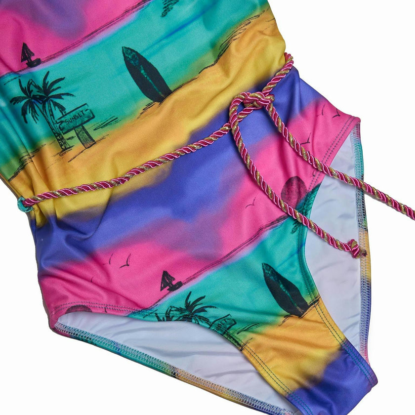 T-Back Belted One Piece (Camp Cove Print)