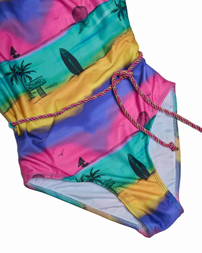 T-Back Belted One Piece (Camp Cove Print)