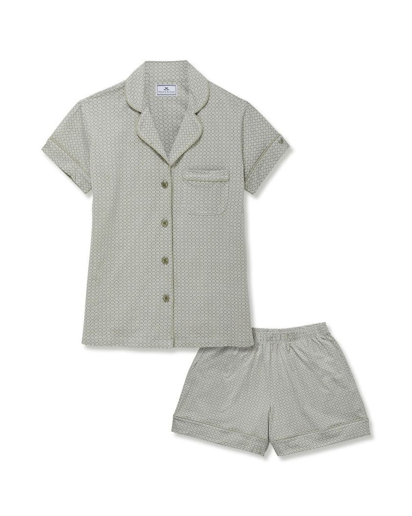 Women's Pima Short Sleeve Short Set in Sage Geo