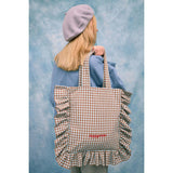 women's vichy frilled bag - foggy brown