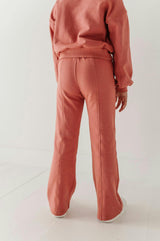 Girls Terry Wide Leg Pants in Old Rose