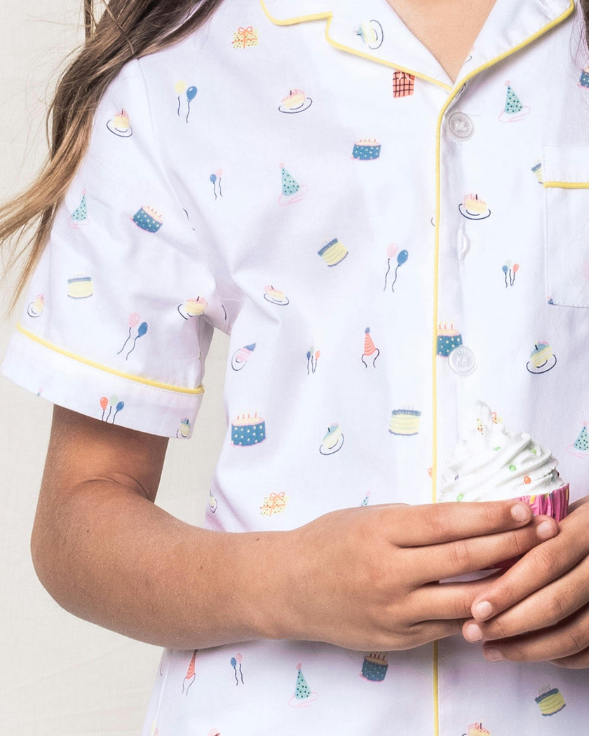 Kid's Twill Pajama Short Set in Birthday Wishes