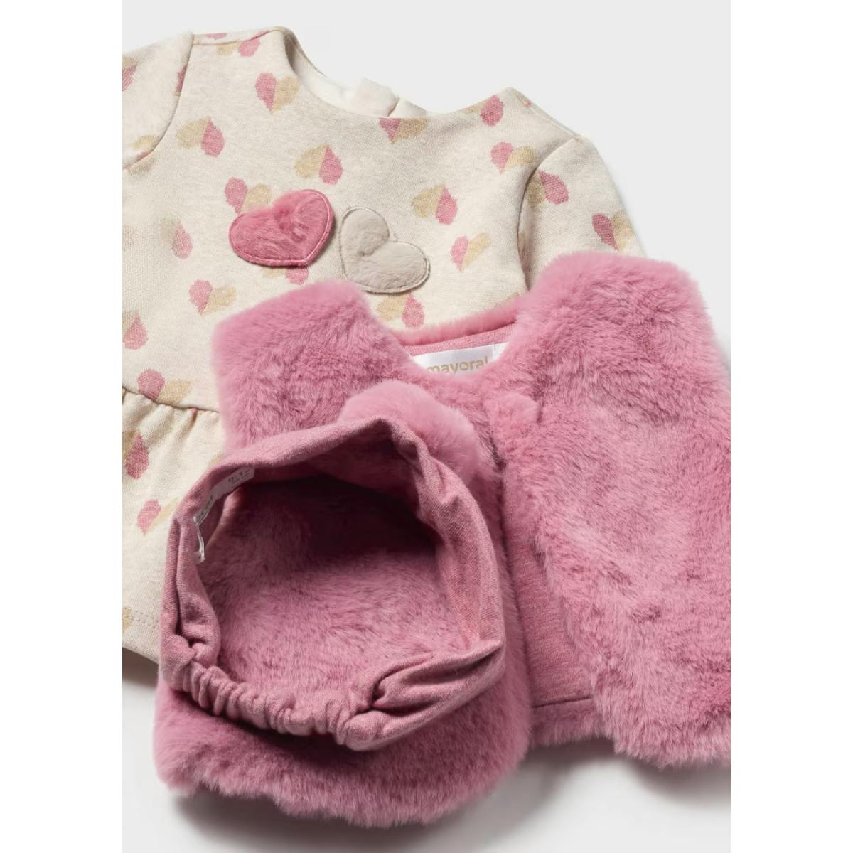 Newborn Girl 3 Piece Set with Faux Fur Vest