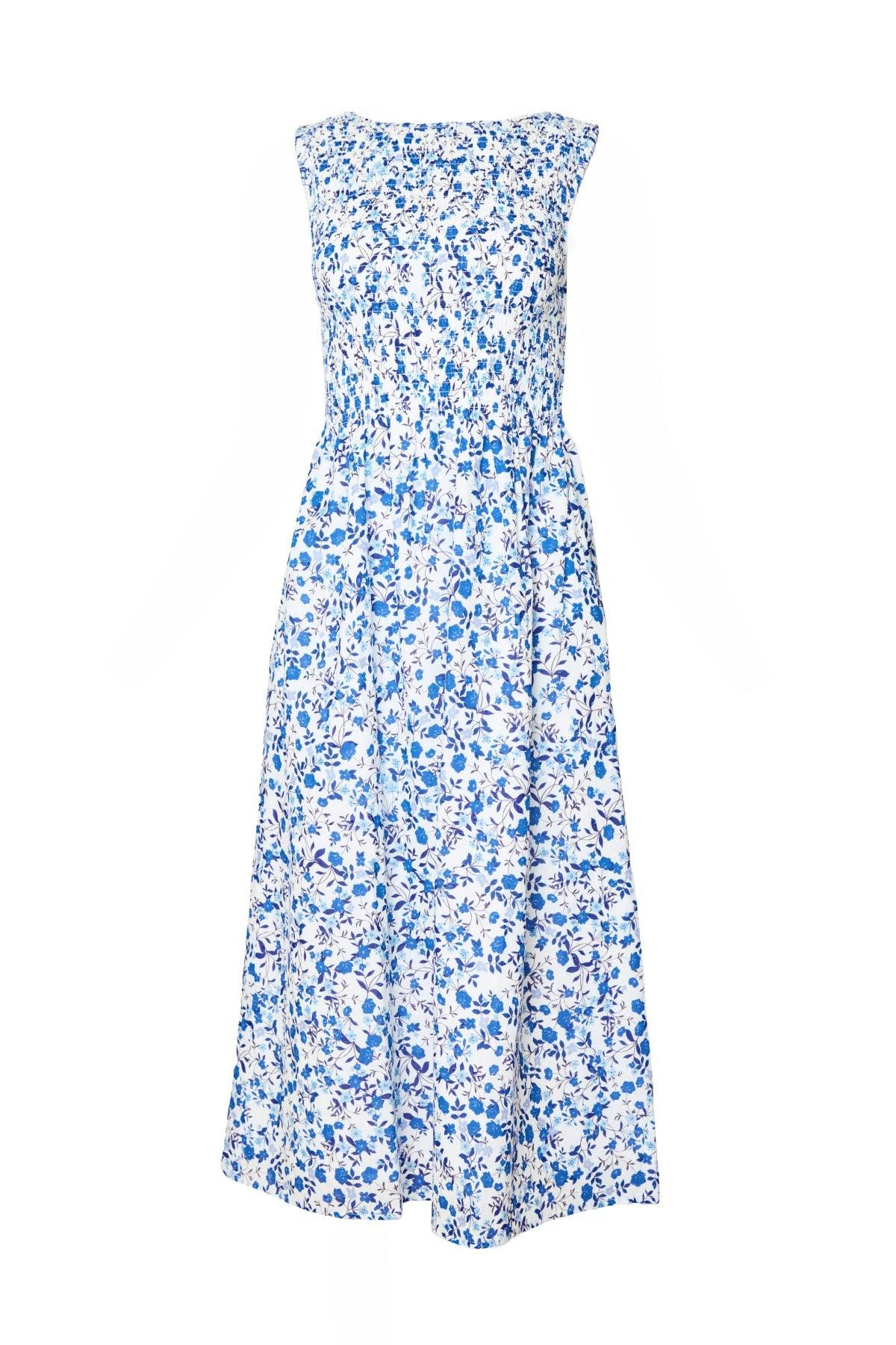 Ana Dress in Ditsy Cobalt Floral